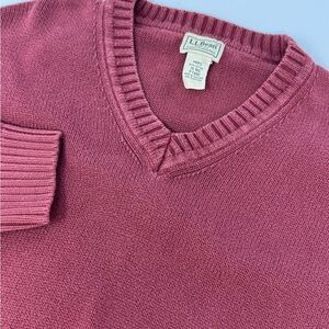 Vintage LL Bean Men’s Red V-Neck Pullover Sweater 100% Cotton Warm Size XL H3